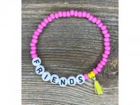 Armkettchen pink "FRIENDS" mit Miniquaste